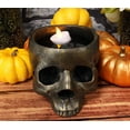 thumbnail image 4 of Day Of The Dead Skull Bowl Container Figurine 6.5"Long Skeleton Head Planter, 4 of 6