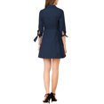 thumbnail image 3 of Allegra K Women's Collar 3/4 Sleeves Button Down Cotton Skater Shirt Dresses, 3 of 6
