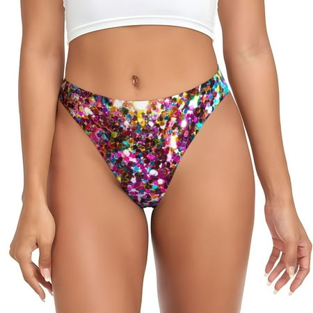 Qokaie Color Shiny Printed Women s Cotton Thong Underwear  Sexy Breathable Panties G-string-X-Large