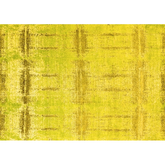 Ahgly Company Machine Washable Indoor Rectangle Oriental Yellow Industrial Area Rugs, 7' x 9'