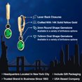 thumbnail image 2 of Gem Stone King 14K Yellow Gold Green Nano Emerald and Black Onyx Dangle Earrings for Women | 1.40 Cttw | Gemstone May Birthstone | Oval 7X5MM, 2 of 6