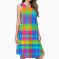 thumbnail image 2 of Colorful Plaid Pattern Dress Loose Women'S Dress Beach Dresses With Pockets Dresses For Womens, 2 of 4