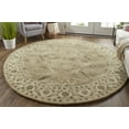 thumbnail image 3 of HomeRoots 511286 10 ft. Green Brown & Taupe Wool Paisley Hand Tufted Handmade Stain Resistant Round Area Rug, 3 of 5