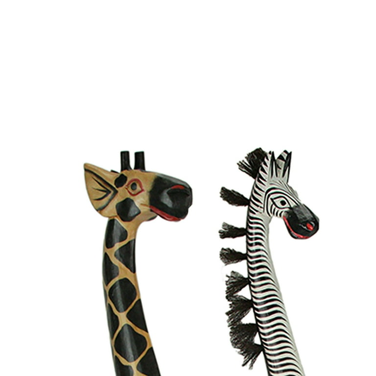 Zeckos Set of 2 Hand Carved and Painted 36 inch High Wood Giraffe