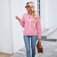 thumbnail image 6 of Cyglowse Womens Bomber Jacket Zip Up Textured Casual Lightweight Trendy Outerwear Coat Spring Winter Varsity Jackets Pink M, 6 of 6