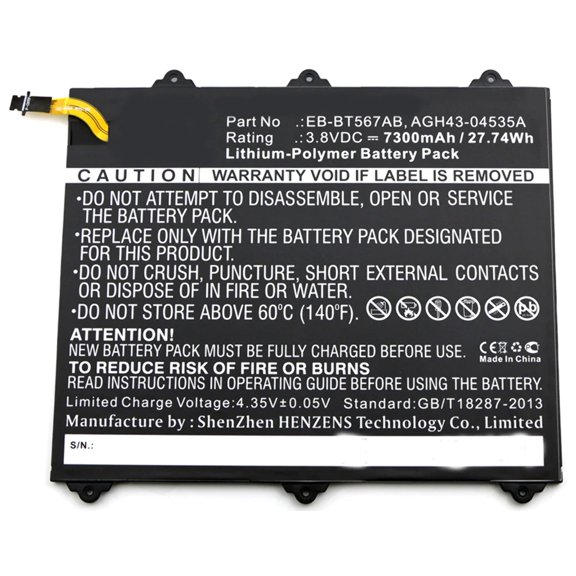 Batteries N Accessories BNA-WB-P5199 Tablets Battery - Li-Pol, 3.8V, 7300 mAh, Ultra High Capacity Battery - Replacement for Samsung EB-BT567ABA Battery