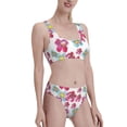 thumbnail image 4 of High Waisted Bikini Sets For Women, Pink Watercolor Flowers Swimsuits Tummy Control, Two Pieces Bathing Suit, 4 of 8