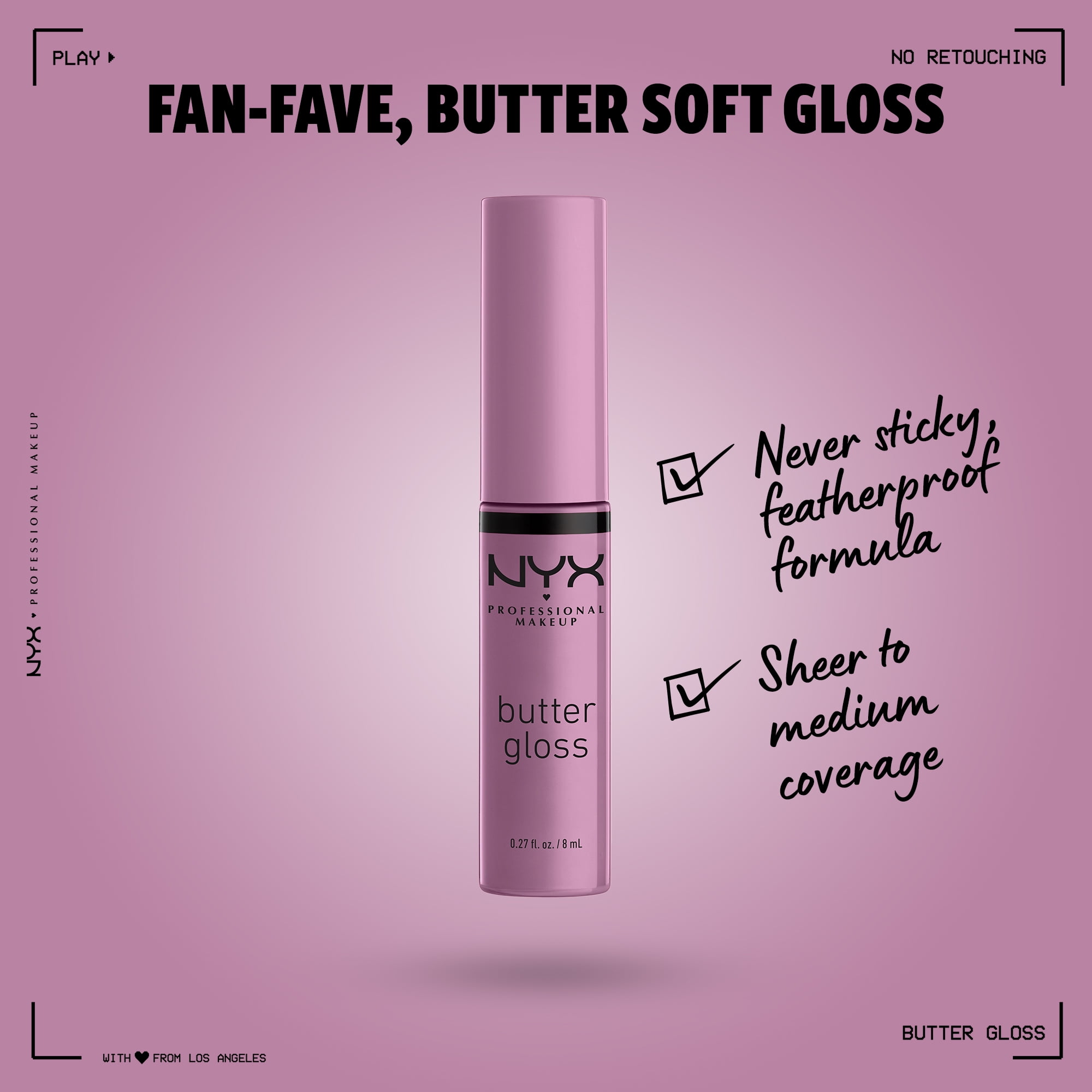 NYX Professional Makeup Butter Gloss, Non-Sticky Lip Gloss, Marshmallow, 0.27 Oz