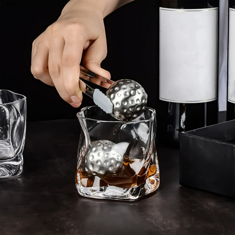 Ice Stone Reusable Whiskey Balls Stainless Steel Ice Cubes Metal Ice Sphere  Cubes Beverage Chilling Rocks for Red Wine Bar Beer Scotch Vodka