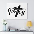 thumbnail image 2 of Scripture Walls But First Pray Cross Bible Verse Canvas Christian Wall Art Ready to Hang Unframed, 2 of 8