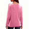 thumbnail image 4 of Velvet Sweatshirt Women V Neck Long Sleeve Casual Pullover Soft Warm Shirts Velvet Tops Fall Outfits for Women Pink L, 4 of 7