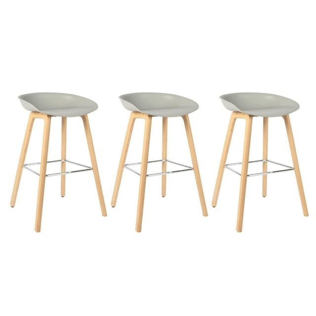 Bronte Living 26 inch Modern Polypropylene Counter Stool with Footrest for Kitchen, Restaurant - Series Connor - Set of 3