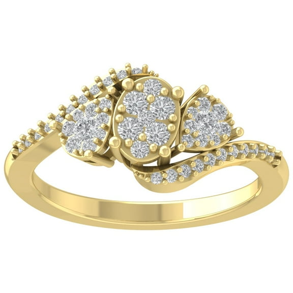 Araiya 14K Yellow Gold Cluster Diamond Ring (3/8 cttw, I-J Color, I2-I3 Clarity), Size 7