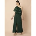 thumbnail image 3 of Indya Women's Green Foil One Shoulder Strappy Jumpsuit, 3 of 6
