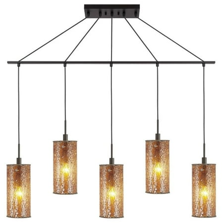 

Woodbridge Lighting Tube 5-Light Glass Linear Pendant in Bronze/Mosaic Amber