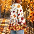 thumbnail image 5 of Xdegoge Womens Fall Pumpkin Print Hooded Sweatshirts Long Sleeve Babydoll Peplum Pullover Ruffle Hem Graphic Tops Casual Thanksgiving Clothes, 5 of 7
