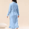 thumbnail image 5 of Fewfanhot Women's Long Robe with Pockets Lapel Collar Bathrobe for Home Lounging and Comfortable Wear After Bath or Shower, 5 of 6