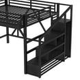 thumbnail image 3 of Bellemave Queen Size Metal Loft Bed Frame with Storage Stairs, Wardrobe & Side Shelf, USB Ports and LED Light, Space-Saving Design with Underbed Storage, Black, 3 of 11