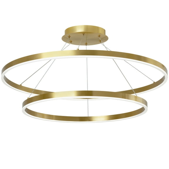 CIR-3397C-AGB Dainolite Circulo - 97W 2 LED 2-Tier Pendant In Modern Style-1.5 Inches Tall and 32 Inches Wide-Aged Brass Finish