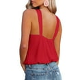 thumbnail image 4 of Aayomet Women’S Tanks Womens Summer Tank Tops Adjustable Spaghetti Strap Camisole Sleeveless Pom Pom Chiffon Tops,Red M, 4 of 5