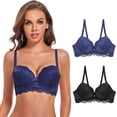 thumbnail image 1 of Conjunto de Brasier y Bragas de Encaje para Mujer, Conjunto de lencería Sexy de Dos Piezas con Aros Paquete de 2 D-negro+azul oscuro 34C Paquete de 2 D-negro+azul oscuro 34C Xishao ropa, 1 of 2
