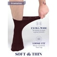 thumbnail image 5 of Hugh Ugoli Men's Loose Diabetic Ankle Socks Bamboo, Wide, Thin, Seamless Toe and Non-Binding Top, 4 Pairs, Burgundy, Shoe Size: 11-13, 5 of 7