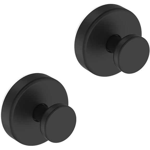 Suction Cup Hooks for Glass Window, Mirror, Wreaths - Shower Hooks for Inside Shower, No Drill Towel Hooks for Bathrooms, Bath Robe Coat Looafh Hook for Hanging - Black (2 Pack)