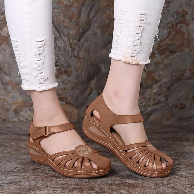 Dvkptbk Women’s Open Toe Ankle Strap Platform Wedge Sandals Wedge Shoes Comfortable Ankle Strap Outdoor Platform Sandals ummer