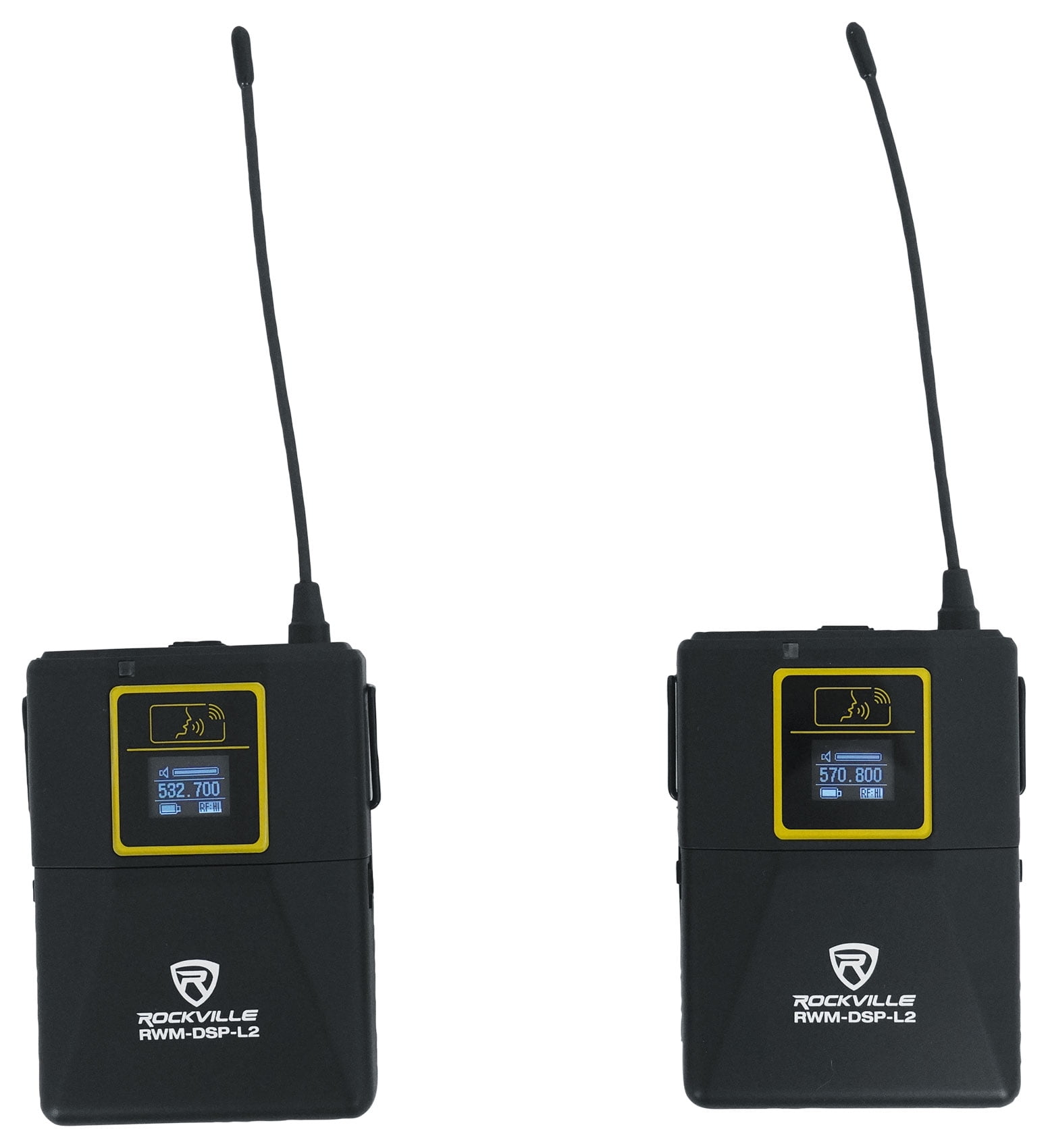 Rockville RWM-DSP-L2 Dual Lapel+Headset UHF 200Ch Microphone System DSP Control