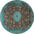 thumbnail image 1 of Ahgly Company Indoor Round Medallion Light Blue Traditional Area Rugs, 5' Round, 1 of 4