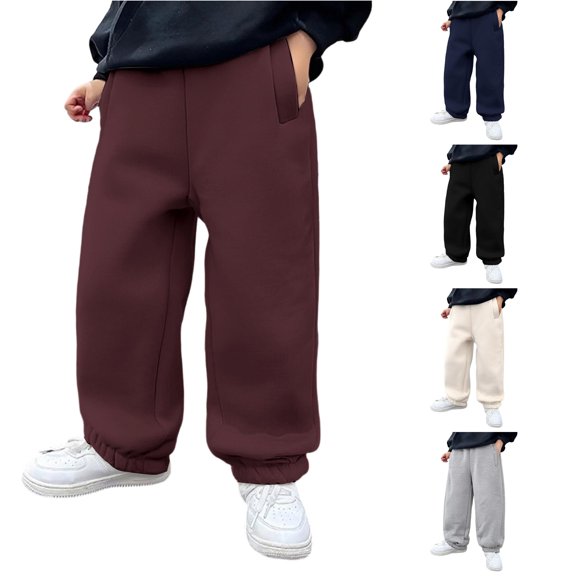 Shachafan Boys Jogger Pants Winter Thermal Sweatpants With Elastic Waistband For Casual Outdoor Sports Play Baby Girl Clothes 6 to 12 Months