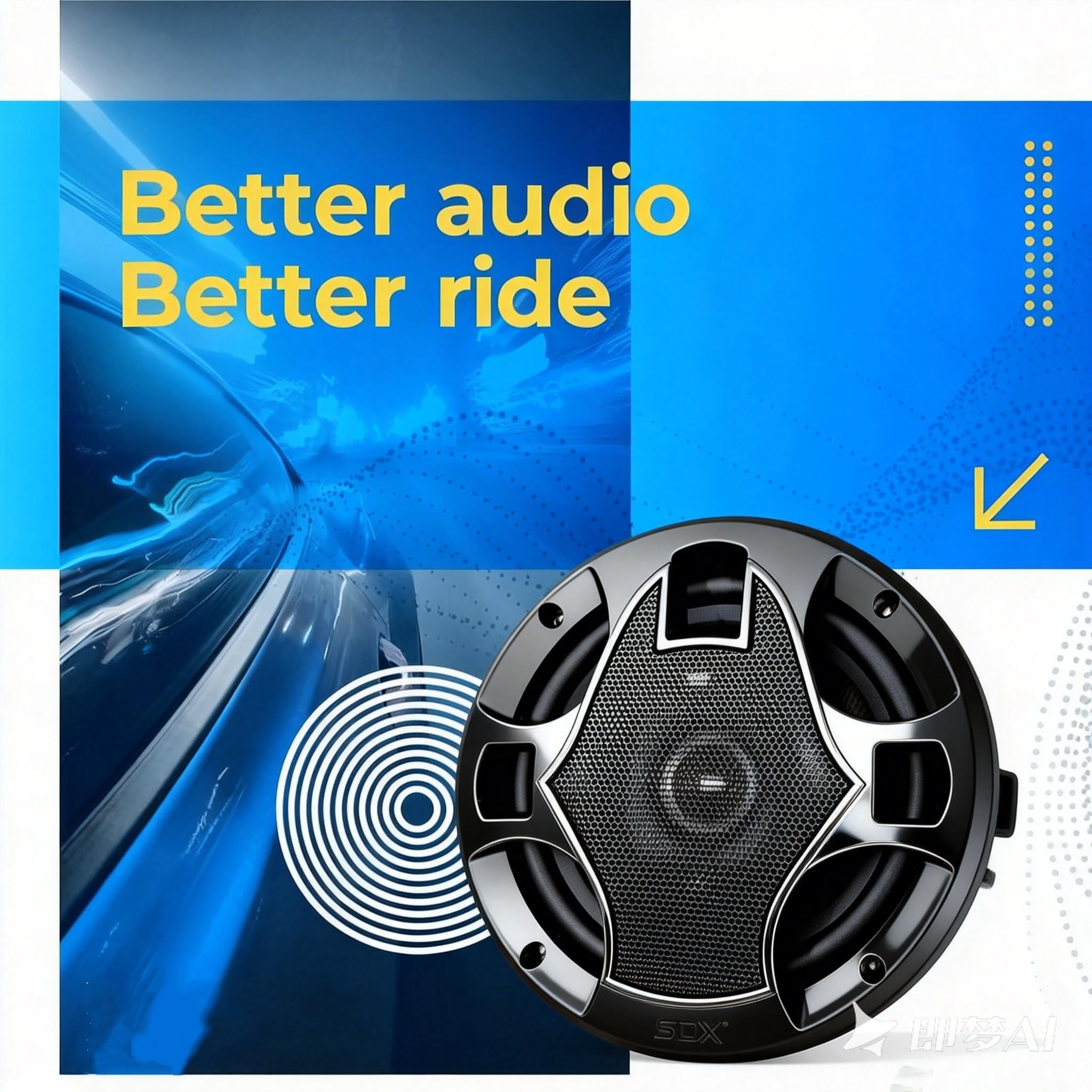 SDX Audio Systems CS21065 6.5 Inch Car Audio Door LED Speakers with switch on/off button - 300 Watts Max, 3 Way, Full Range, Coaxial, Sold in Pairs, Hook Up To Stereo and Amplifier, Tweeters