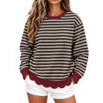 thumbnail image 2 of Womens Oversized Striped Crewneck Sweatshirt,Scalloped Long Sleeve Pullover Y2K Tops,Loose Fit Lightweight,Comfort Cute Sweatshirts,Soft Cozy Loungewear,2026 Fall Casual Trendy Outfits Coffee, 2 of 6