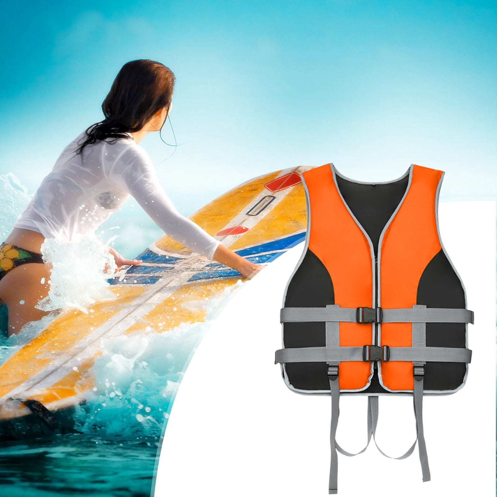 Life Jacket Adult for Outdoor Water Sports,Watersport Buoyancy Swim Vest Women's Men's Adjustable Straps Safety Jacket Great for Fishing Watersports,Boating,Swim,Other Water Sports