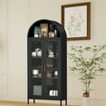thumbnail image 2 of 73" Arched Metal Storage Cabinet, Kitchen Pantry Cabinet with Glass Door, 2 Adjustable Shelves,Modern Farmhouse Display Bookshelf ,Freestanding Display Cabinet for Living/Dinning Room Black, 2 of 7
