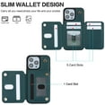 thumbnail image 4 of ELEHOLD Wallet Crossbody Case for iPhone 13 Pro Max with RFID Blocking Card Holders Zipper Purse Storage Kickstand Function Detachable Wrist Lanyard Shoulder Strap Shockproof Wallet Case,green, 4 of 8