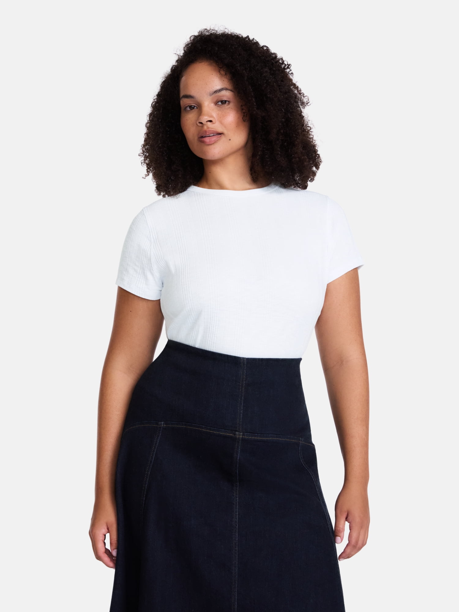 Scenario Women's Variegated Rib Tee with Short Sleeves, Sizes XS-XXXL