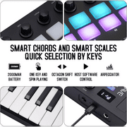 M-WAVE MIDI Keyboard Controller - USB Bluetooth - 25 Key, 16 Pads, Knobs, DAW Compatible