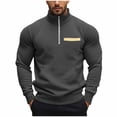 thumbnail image 1 of Blusa y camisa de manga larga con cuello alto para hombre, jersey de terciopelo con cremallera de un cuarto de color liso, blusa informal de manga larga con cuello alto para hombre, blusa de poliéster, 1 of 9