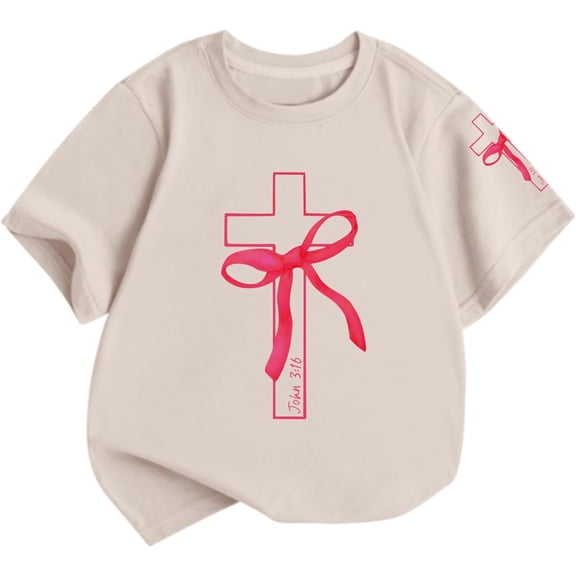 Hienoo Girls T-Shirt Summer Short Sleeve T Shirt Top Casual Crew Neck Tshirt, Sizes 2-14