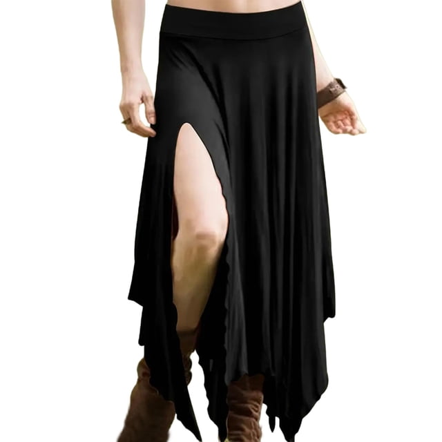Jupe Maxi Bohème d'Été pour Femmes, Décontractée, Fendue, Fluide, Longue, Style Western Rétro, L
