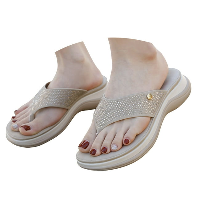 Leozcaa Orthopedic Sandals for Women Arch Support Recovery Flip Flops Pillow Soft Summer Beach Shoes