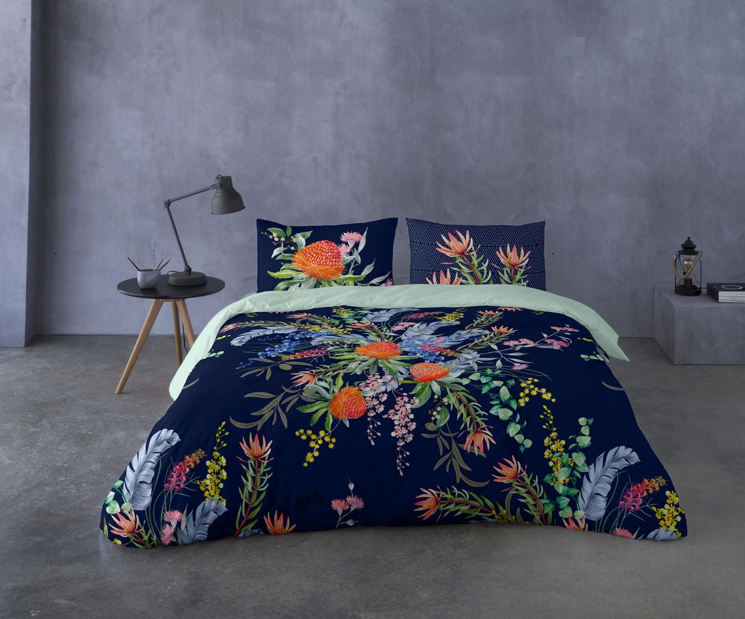 Gouchee Home Imprimé floral Protéas Ensemble de housse de couette en coton