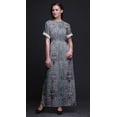 thumbnail image 2 of Bimba Rayon Damask Geometric Printed Gown Kimono Sleeves Summer Long Maxi SlitÂ&nbsp;Dress-XX-Large, 2 of 6