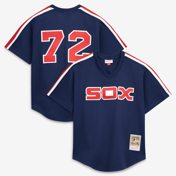 Men's Mitchell & Ness Carlton Fisk Navy Chicago White Sox Authentic Batting Practice Jersey
