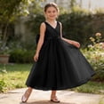 thumbnail image 4 of Fgnfyis Toddler Princess Dress Sleeveless Satin Net Long Puff Skirt Birthday Performance European Style Girls Summer Dresses Black 9-11 Years, 4 of 7