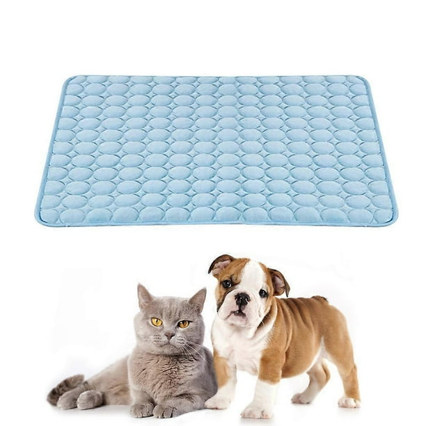 Self Cooling Dog Blanket Blue for Pet with Ice Silk Material Breathable Mesh Fabrics 70 x 56cm