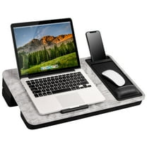 LapGear Elevation Pro Lap Desk with Wrist Rest and Adjustable Cushion, White Marble