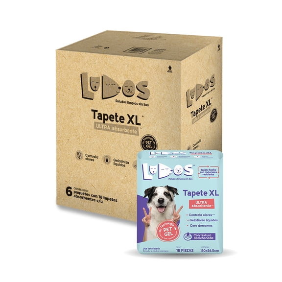 Tapete Entrenador para Mascotas Ludos, extra grande, ultra absorbente 108 piezas
