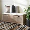 thumbnail image 2 of SAFAVIEH Landers Coastal Brown/Off-White Storage Entryway Bench (47.3 in. W x 15 in. D x 19 in. H), 2 of 16